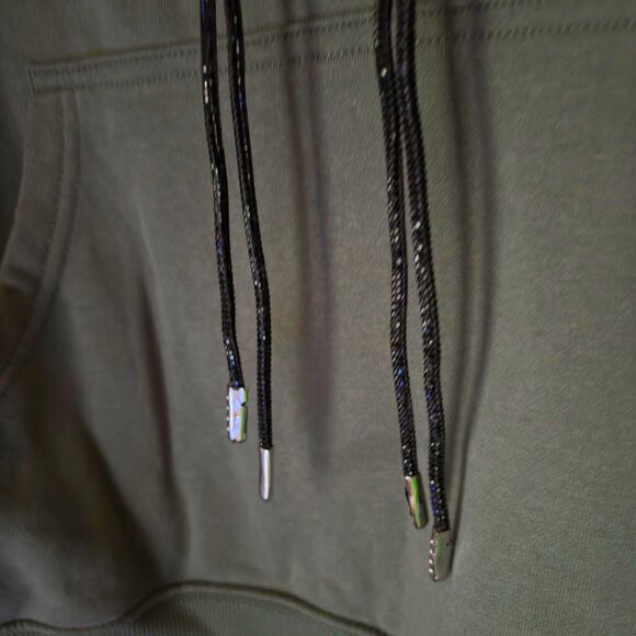 H&M Olive Green Ladies Size XXL Black Double Corded Hoodie Sweatshirt - Picture 4 of 6